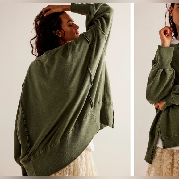 NWOT Free People / We the Free Camden sweatshirt - adventurer green - L - Picture 4 of 8